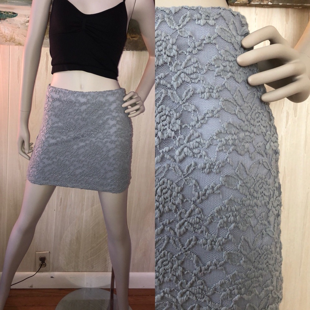Grey Lace Mini Skirt